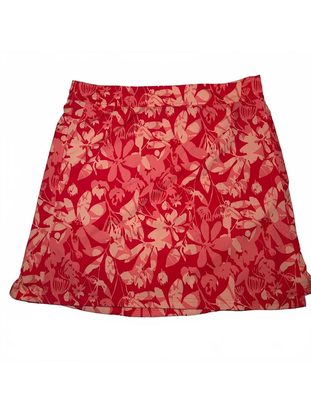 RipSkirt Hawaii Length 2 Floral Print Skort Large Red Pink Floral Beach Summer